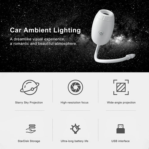 USB Car Atmosphere Projector Light Car Interior Ambient Light LED Starry Star Light Party Decor Romantic Saturn Galaxy Light